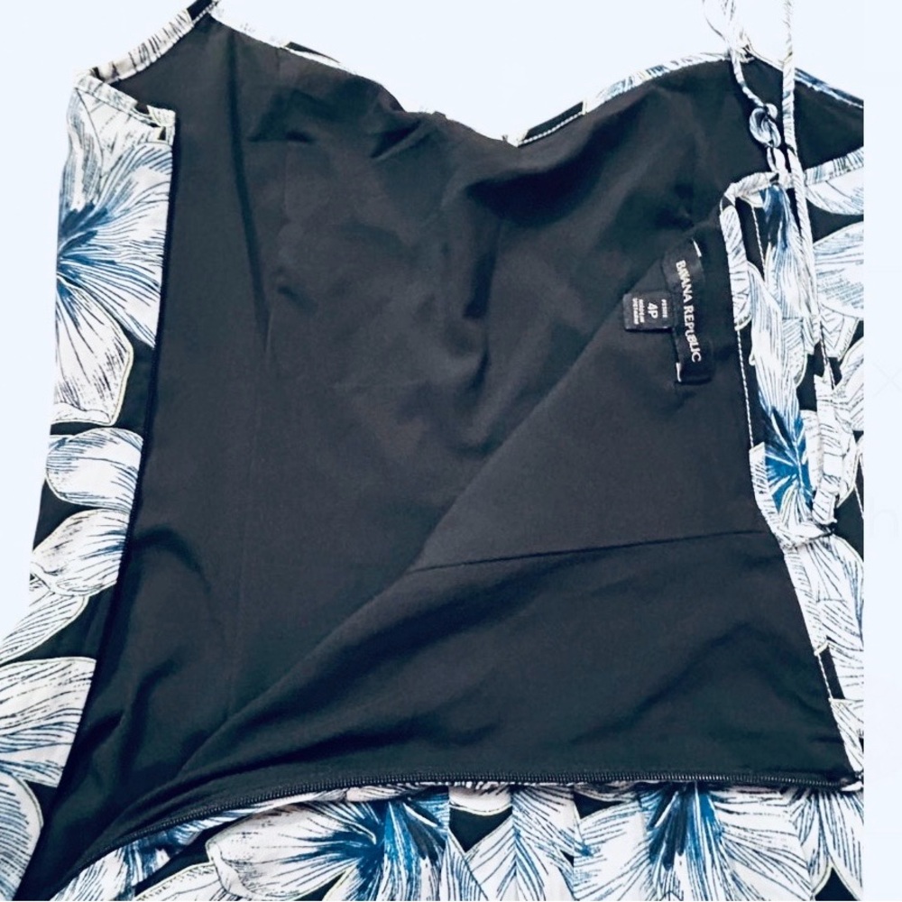 Banana Republic Strappy Pin-Tuck Midi Floral Print Pleated Dress Size 4 Petite - Picture 3 of 5